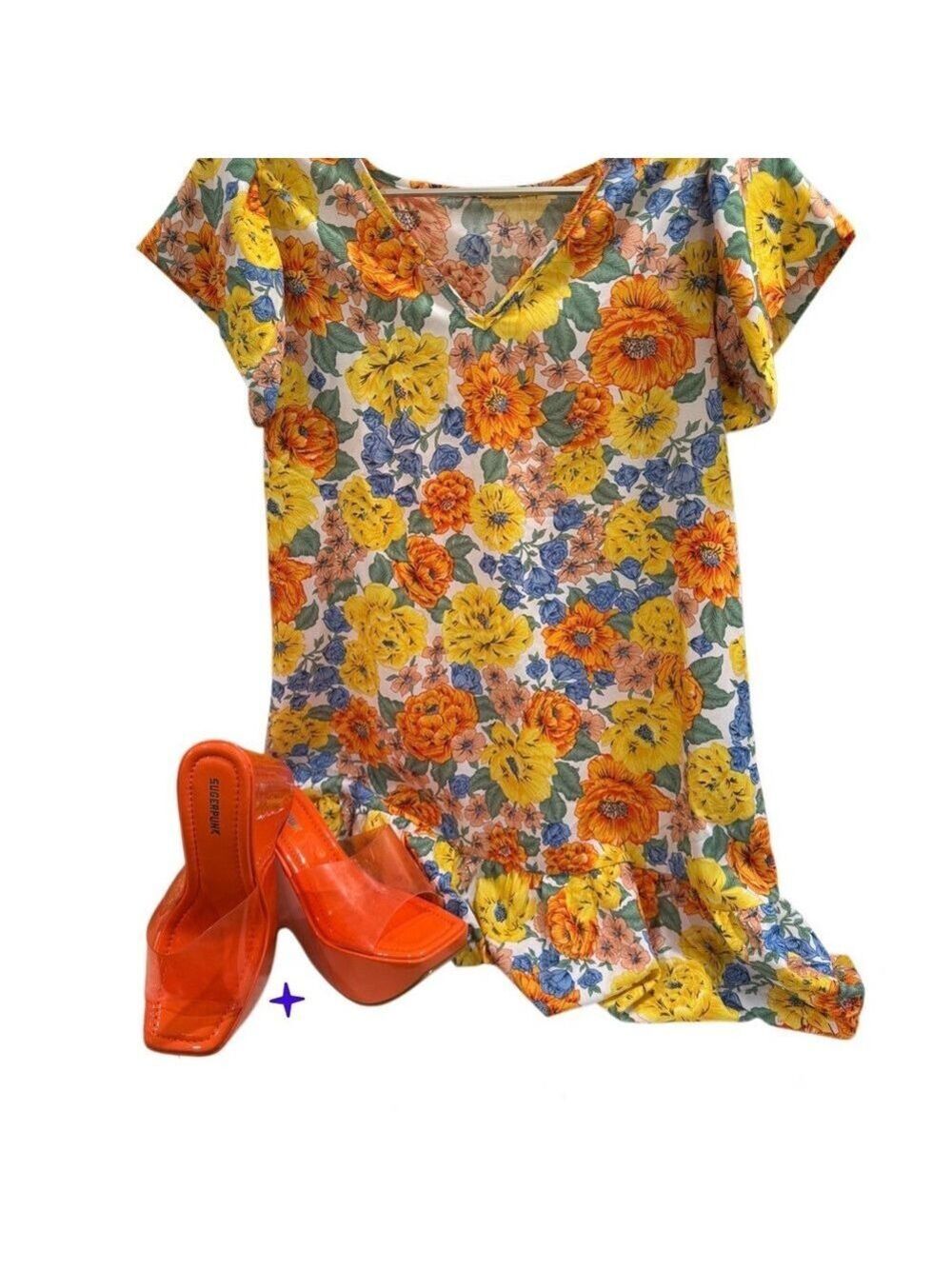 SHEIN Women’s Popping with Color Floral Dress Size Medium